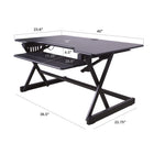 Rocelco 40" Adjustable Desk Riser w/4AC + 2 USB & 1 USB-C - Black-Straight up and down motion minimizes required depth (23 inches)