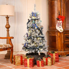HOMCOM 5' Pre-Lit Artificial Christmas Tree with LEDs and Decorations - White-8 pre-set modes enhance varied festive lighting effects 