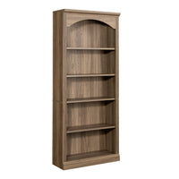 Sauder Arch 5-Shelf Bookcase - Salt Oak-Multi-room storage: this functional library can meet your storage needs in a variety of rooms: living room, office, kitchen, craft, or bathroom
