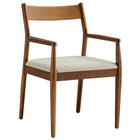 Modway Solara Fabric Wood Dining Armchairs - Walnut/Heathered Weave Beige - 2 Pack-Assembly Required