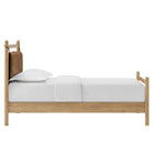 Modway Leni Twin Size Vegan Leather and Wood Platform Bed Frame - Light Oak Canyon-No Box Spring Needed