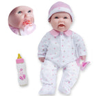 JC Toys La Baby Soft 16" Baby Doll - Pink with Pacifier - Caucasian-Machine Washable