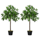 Outsunny 3' Artificial Laurel Tree in Pot - Green - 2 Pack-Bay tree design is classic and beautiful 