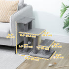 PawHut 3-Tier Dog Stairs with 2 Sisal Scratching Posts - Grey-Covered in soft plush fabric, providing comfort for pets 
