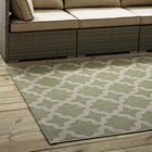 Modway Cerelia Moroccan Trellis Indoor/Outdoor Area Rug - 9 ft W x 12 ft L - Beige/Light Green-Gripping Rubber Underside
