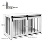 PawHut 46.5" Dog Crate End Side Table - White-A sliding door with a latch ensures the dog's safe inside 