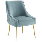 Modway Discern Pleated Back Upholstered Performance Velvet Dining Chair - Light Blue - 2 Pack-Durable Stain-Resistant Fabric