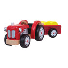 Bigjigs Toys Tractor and Trailer Playset-A cute, retro style Tractor with a pivoting trailer and 2 felt hay bales