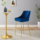 Modway Discern Performance Velvet Bar Stool - Navy-Performance Velvet Upholstery