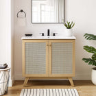 Modway Soma 36" Bathroom Vanity - Oak/White-Metal Doorknobs
