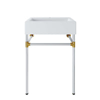 Modway Redeem 24" Silver Stainless Steel Wall-Mount Bathroom Vanity - Silver/White-Contemporary Bathroom Vanity