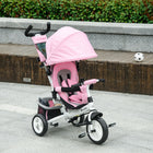 Qaba 6-in-1 Toddler Tricycle with Parent-Push Handle - Pink-Dimensions: 40.2" L x 19.3" W x 40.2" H (102L x 49W x 102H cm). 