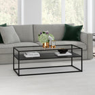Hudson&Canal Ada 46"W Rectangular Coffee Table - Blackened Bronze-Handcrafted blackened bronze finish applied to the steel frame