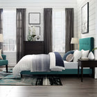 Modway Melanie Tufted Button Upholstered Fabric Twin Platform Bed - Teal-Soft Polyester Fabric Upholstery