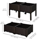 Outsunny 4-Piece Raised Garden Bed - Brown-The compact design allows for gardening in even the smallest spaces, such as decks and patios
