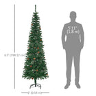 HOMCOM 6.5' Artificial Slim Christmas Tree with Pine Cones - Green-The section design makes the tree quick and easy to set up 