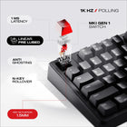 Cybeart Akula 99 Full Size Tri-Mode Wireless RGB Gaming Keyboard - Black-8000 mAh battery delivers 400 hours with RGB lights off and 32 hours with RGB lights on.