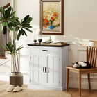 HOMCOM 30" Small Modern Sideboard Buffet Cabinet with Storage Doors - White-Can be used as a buffet cabinet, living room cabinet, coffee station or console table to suit your needs