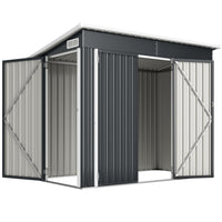 Outsunny Outdoor Storage Shed with Lockable Doors - 7.5' x 4.3' - Dark Grey-Front double doors and side door provide effortless accessibility 
