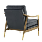 Modway Langford Performance Velvet Accent Armchair - Cadet Blue Walnut-Non-Marking Floor Glides