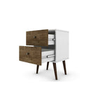 Manhattan Comfort Liberty 2.0 Nightstand, White/Rustic Brown (204AMC69)-Perfect for Storage or Display items.