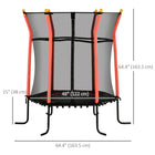 Soozier Kids Trampoline with Enclosure Net - 64" Dia. - Red-Safety enclosure and thick padding poles prevent jumper from accidentally slipping off 