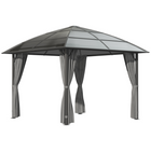 Outsunny 10 ft W x 10 ft L Hardtop Gazebo with UV60+ Polycarbonate Roof & Curtains - Dark Grey-Spacious gazebo allows guests move freely, so everyone stays comfortable outdoors