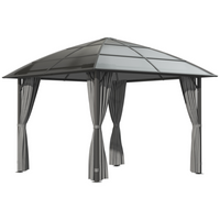 Outsunny 10 ft W x 10 ft L Hardtop Gazebo with UV60+ Polycarbonate Roof & Curtains - Dark Grey-Spacious gazebo allows guests move freely, so everyone stays comfortable outdoors