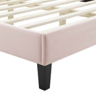 Modway Sienna Performance Velvet Twin Platform Bed with Black Wood Legs - Pink-Black Wood Legs With Non-Marking Caps