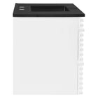 Modway Render 36" Wall-Mount Bathroom Vanity - White/Black-Full-Extension Drawers