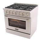Kucht 36" KNG Series Pro Style Natural Gas Range - Stainless Steel/Silver-Electronic ignition with auto re-ignition reduces the risk of gas leaks for enhanced safety