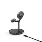 Adam Elements OMNIA M3+ Magnetic 3-in-1 Wireless Charging Station - Black-MagSafe Technology: Connects directly to the back of your iPhone, ensuring it stays secure while charging