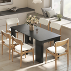 HOMCOM 23.6"-70.9" Rectangular Extendable Dining Table for 6-8 - Distressed Black-Separate the tabletop and extend it completely, then add several panels on top of the rails
