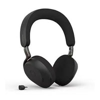 Jabra Evolve3 75 MS USB-C PAD-A built‑in rechargeable battery provides up to 22 hours of talk time or 110 hours of music, with rapid charging that delivers up to 5 hours of use from just 5 minutes of charging