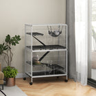PawHut 50" H 5-Tier Deluxe Rolling Small Animal Cage - Light Grey- A hammock included for good resting 