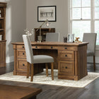 Sauder Palladia Executive Desk, Vintage Oak-Engineered Wood Vintage Oak Finish