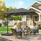 Outsunny Square Offset Cantilever Patio Umbrella with 360° Rotation - 8' x 8' - Dark Grey-Patio umbrella fabric offers UPF50+ protection and lasting, vivid colour outdoors