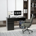 HOMCOM 47.25" Modern Computer Desk - Black-Large desktop, drawers and cabinet provide ample storage space