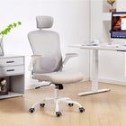 HOMCOM Ergonomic Office Chair with 4D Lumbar Support - Grey-Adjustable seat height and tilt function for optimal comfort