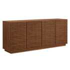 Modway Render 71" 4-Door Fluted Sideboard Cabinet TV Stand - Walnut-71 Inch Mid-Century Modern Sideboard Buffet Table