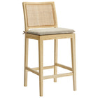 Modway Ovard Wood and Rattan Counter Stool - Natural-Armless Counter Stool