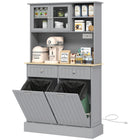 HOMCOM 68" H Kitchen Pantry Cabinet with Charging Station - Grey-It can be used in the kitchen, bathroom, laundry room, or hallway 