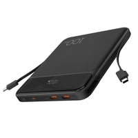 Kopplen 20000 mAh 100W PD Power Bank with Built-In Cables - Black-100W Power Delivery: Rapidly charges laptops and high-power devices, ensuring you're always powered up and ready