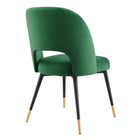 Modway Rouse Performance Velvet Dining Side Chair - Emerald-Splayed and Tapered Legs