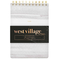 Mead West Village Top Bound Notebook - 8 1/4" H x 5 3/4" W - 40 Sheets-Elegant Design: Neutral marbled cover with gold accents with maroon painted edges and premium gold twin-wire binding for a polished look