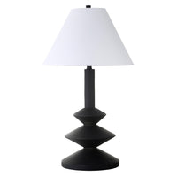Hudson&Canal Abilene 28" Tall Triple Gourd Lamp with Fabric Shade - Matte Black/White-Modern rustic design for your living room, workspace, or bed side table