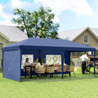 Outsunny 10 ft W x 20 ft L Outdoor Pop Up Canopy Tent with Carrying Bag - Blue-Straight-leg gazebo tent with 2-tier vented roof and removable sidewalls