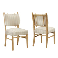 Modway Mauden Striped Dining Side Chairs - Oatmeal Stripe - 2 Pack-Set Of 2 Dining Chairs