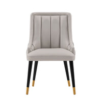 Manhattan Comfort Eda 22.83" Modern Leatherette and Velvet Upholstered Dining Chair - Grey-Modern Dining Chair for Dining Room and Task Chair Usage