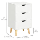 HOMCOM Nightstand with Wood Legs - White-Strong and supportive wooden legs